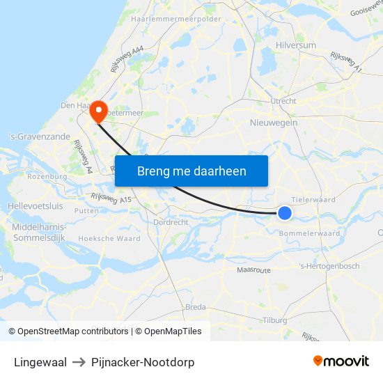Lingewaal to Pijnacker-Nootdorp map