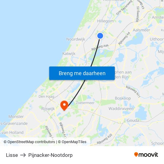 Lisse to Pijnacker-Nootdorp map