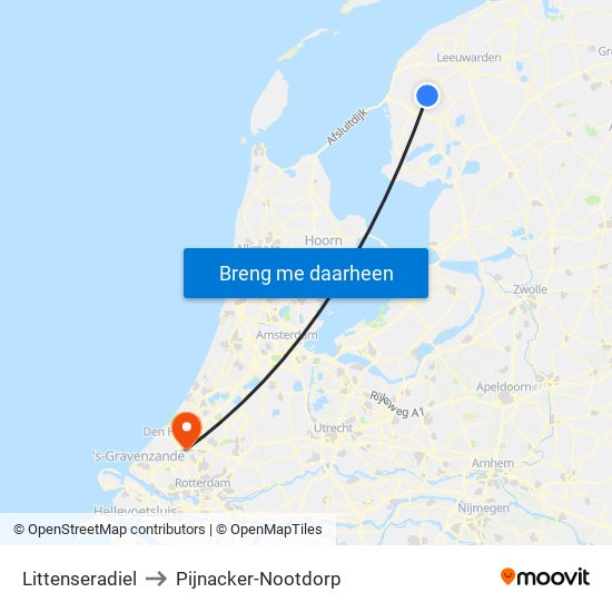 Littenseradiel to Pijnacker-Nootdorp map