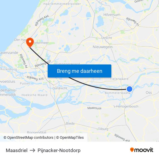 Maasdriel to Pijnacker-Nootdorp map