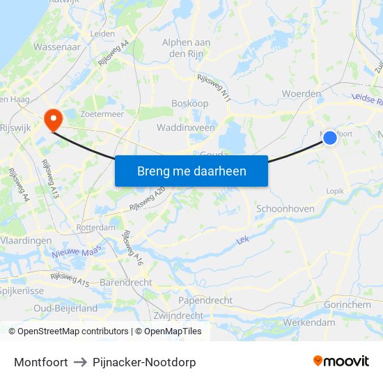Montfoort to Pijnacker-Nootdorp map