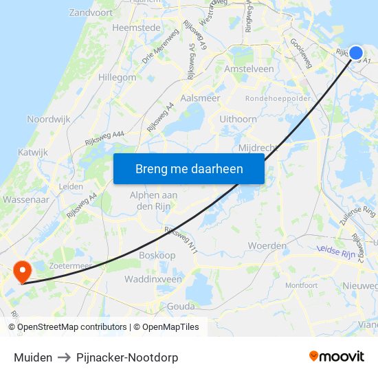 Muiden to Pijnacker-Nootdorp map