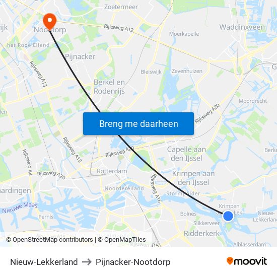 Nieuw-Lekkerland to Pijnacker-Nootdorp map