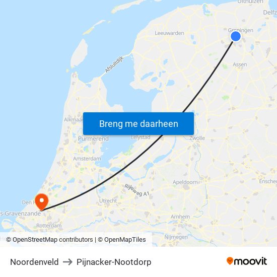 Noordenveld to Pijnacker-Nootdorp map