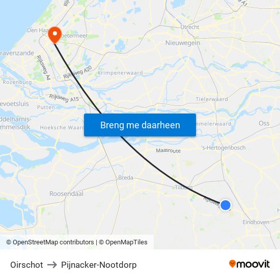 Oirschot to Pijnacker-Nootdorp map