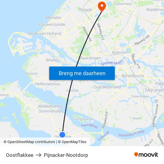 Oostflakkee to Pijnacker-Nootdorp map