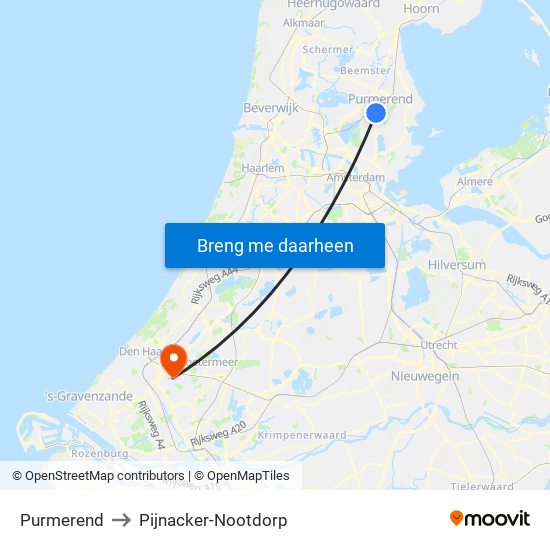 Purmerend to Pijnacker-Nootdorp map