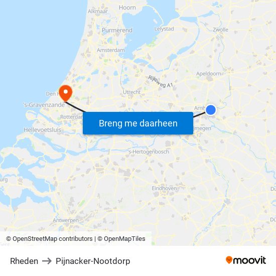 Rheden to Pijnacker-Nootdorp map