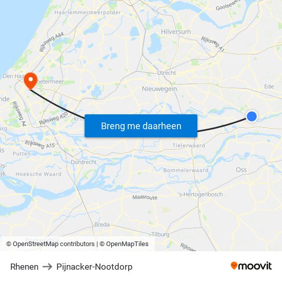 Rhenen to Pijnacker-Nootdorp map