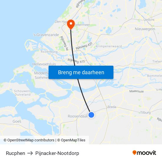 Rucphen to Pijnacker-Nootdorp map