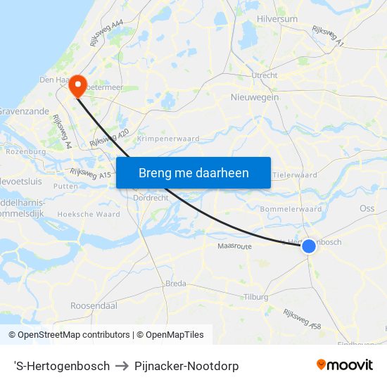 'S-Hertogenbosch to Pijnacker-Nootdorp map