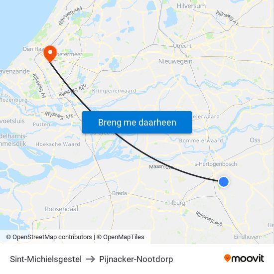 Sint-Michielsgestel to Pijnacker-Nootdorp map