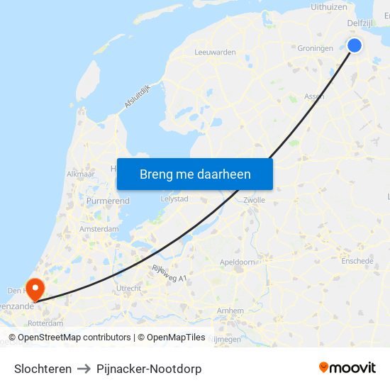 Slochteren to Pijnacker-Nootdorp map