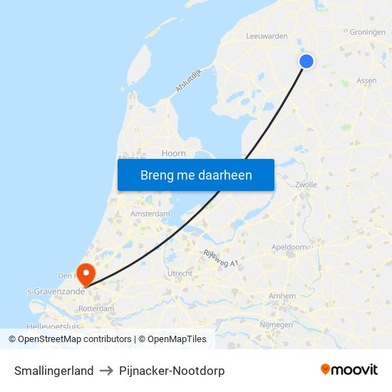 Smallingerland to Pijnacker-Nootdorp map