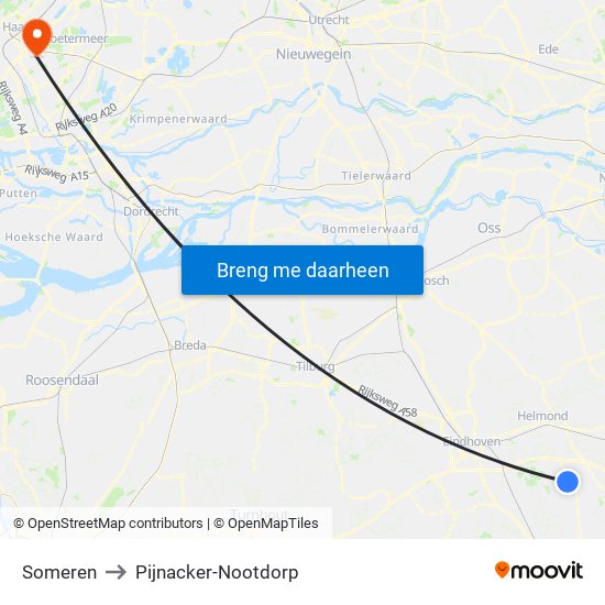 Someren to Pijnacker-Nootdorp map