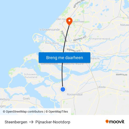 Steenbergen to Pijnacker-Nootdorp map