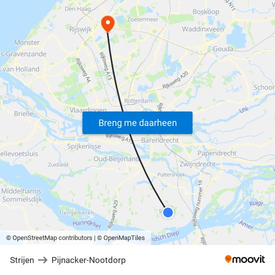 Strijen to Pijnacker-Nootdorp map