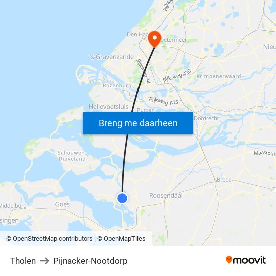 Tholen to Pijnacker-Nootdorp map