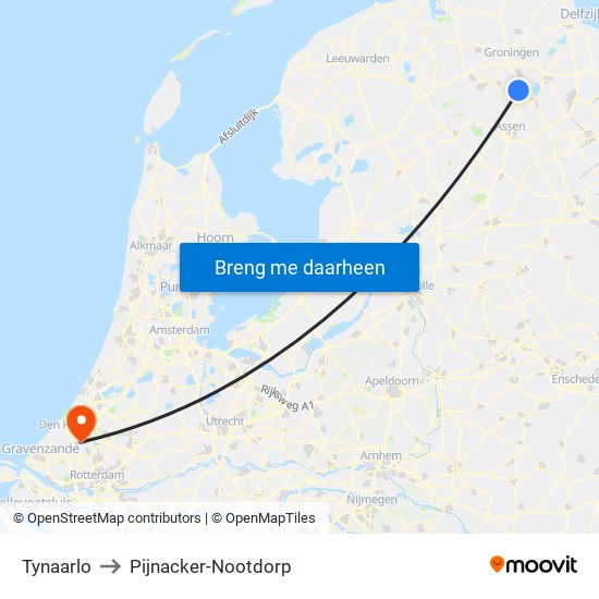Tynaarlo to Pijnacker-Nootdorp map