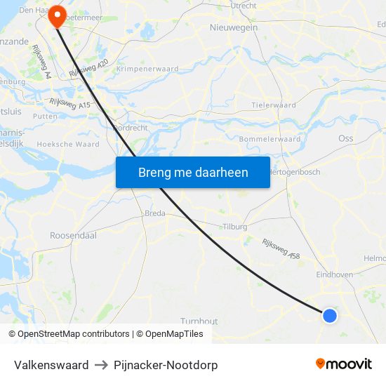 Valkenswaard to Pijnacker-Nootdorp map