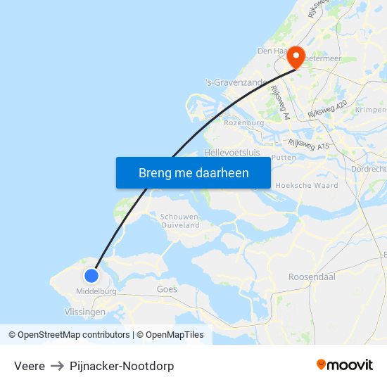 Veere to Pijnacker-Nootdorp map