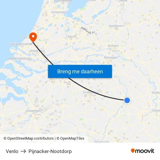 Venlo to Pijnacker-Nootdorp map