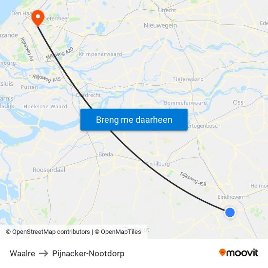 Waalre to Pijnacker-Nootdorp map