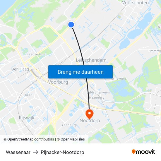 Wassenaar to Pijnacker-Nootdorp map