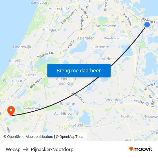 Weesp to Pijnacker-Nootdorp map