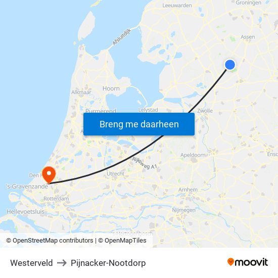 Westerveld to Pijnacker-Nootdorp map