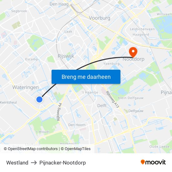 Westland to Pijnacker-Nootdorp map