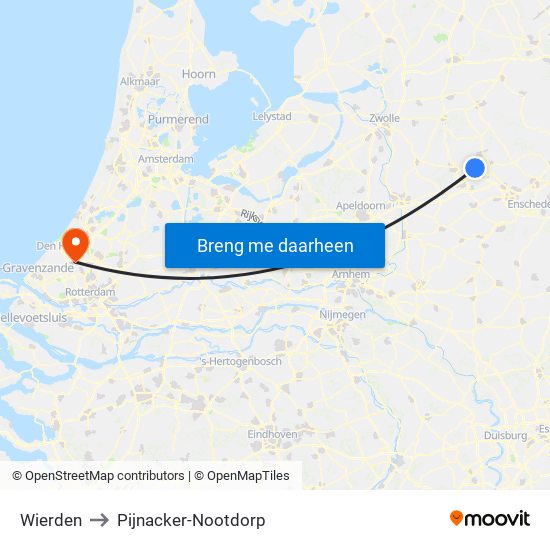 Wierden to Pijnacker-Nootdorp map