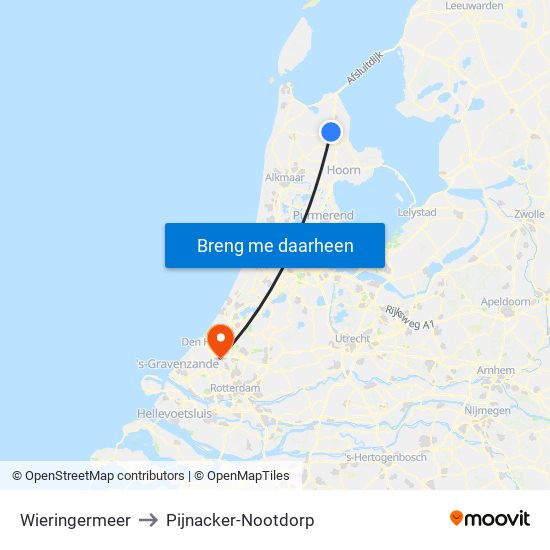 Wieringermeer to Pijnacker-Nootdorp map