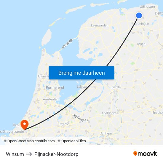 Winsum to Pijnacker-Nootdorp map