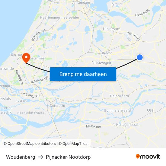 Woudenberg to Pijnacker-Nootdorp map