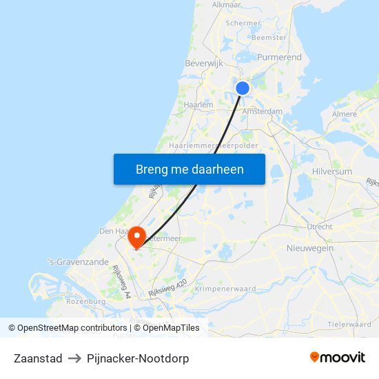 Zaanstad to Pijnacker-Nootdorp map