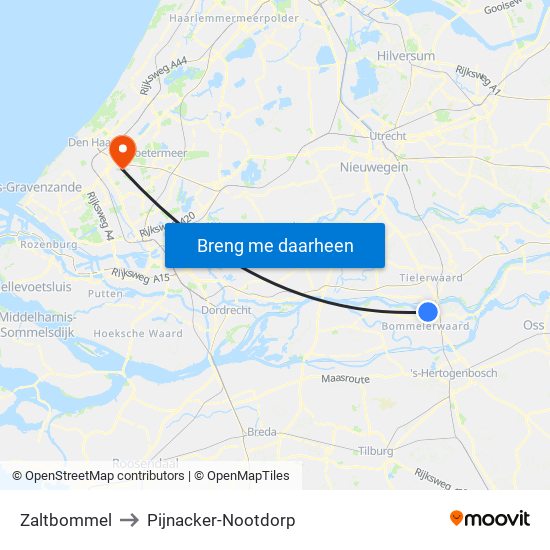 Zaltbommel to Pijnacker-Nootdorp map