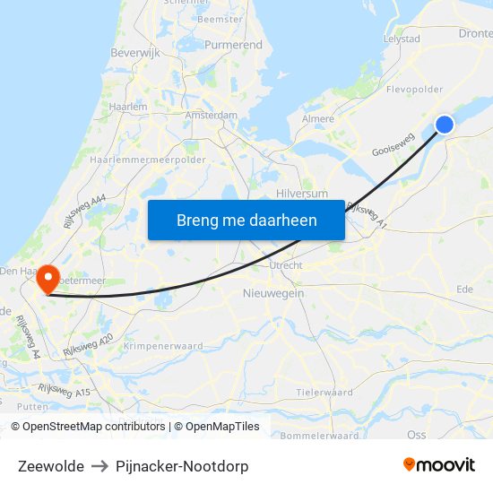 Zeewolde to Pijnacker-Nootdorp map