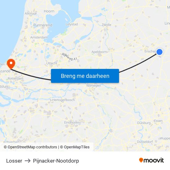 Losser to Pijnacker-Nootdorp map