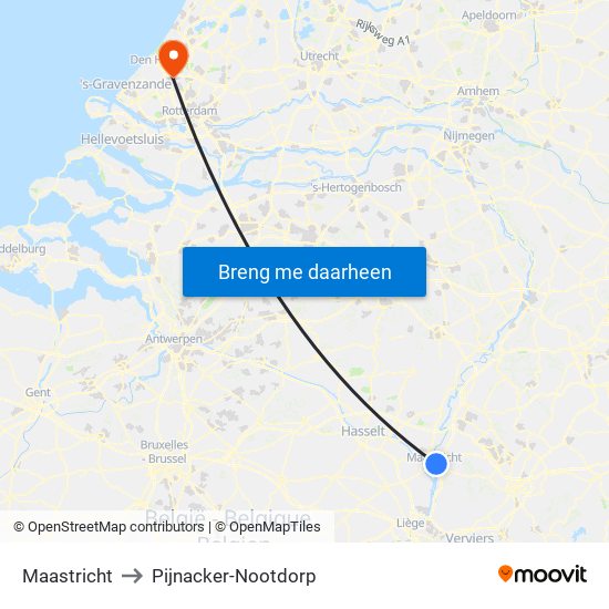 Maastricht to Pijnacker-Nootdorp map