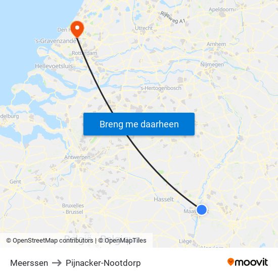 Meerssen to Pijnacker-Nootdorp map