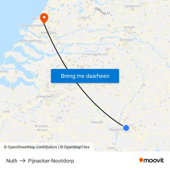 Nuth to Pijnacker-Nootdorp map