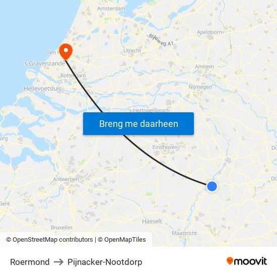 Roermond to Pijnacker-Nootdorp map