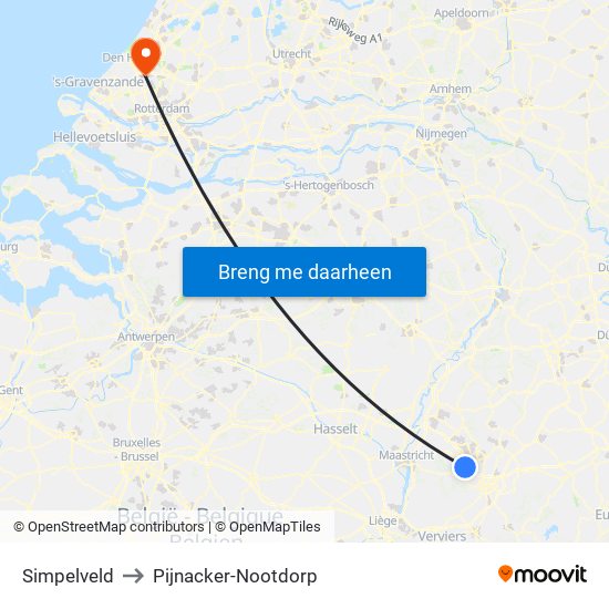 Simpelveld to Pijnacker-Nootdorp map