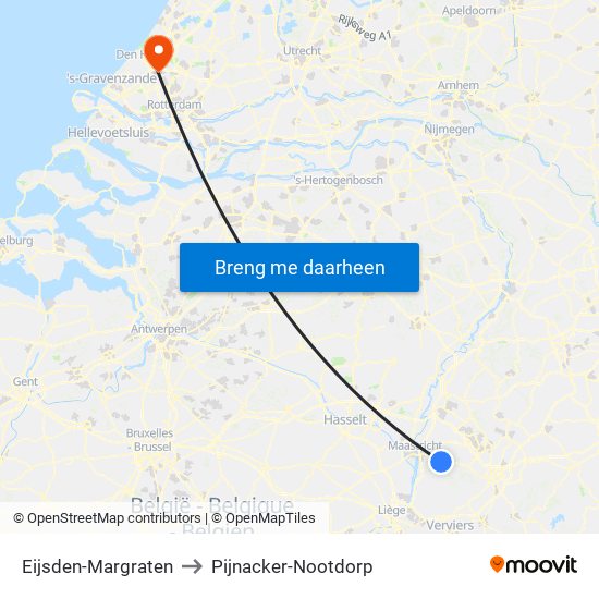 Eijsden-Margraten to Pijnacker-Nootdorp map