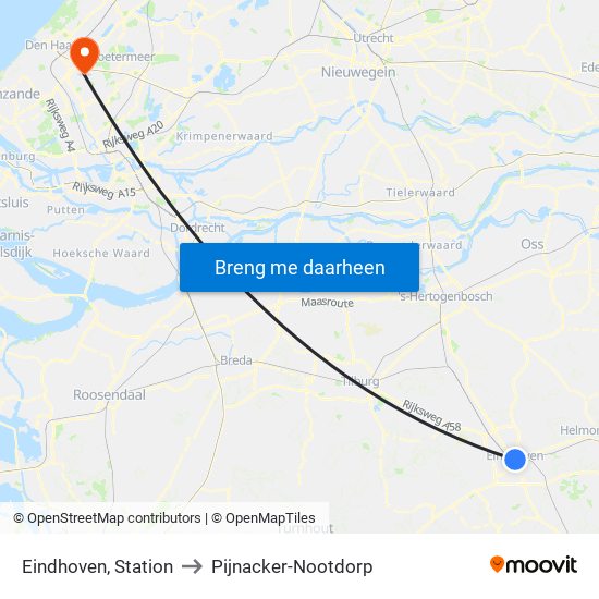Eindhoven, Station to Pijnacker-Nootdorp map