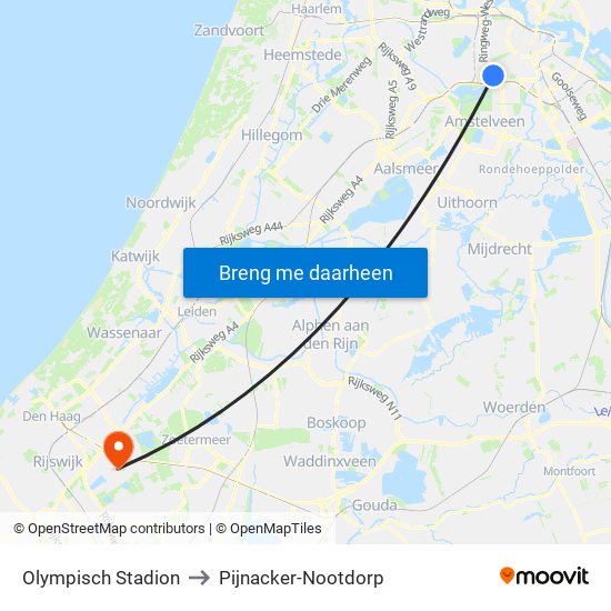 Olympisch Stadion to Pijnacker-Nootdorp map