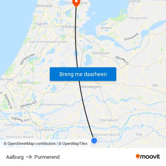 Aalburg to Purmerend map