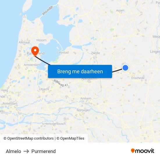 Almelo to Purmerend map