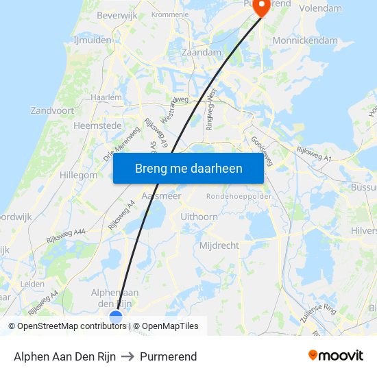 Alphen Aan Den Rijn to Purmerend map